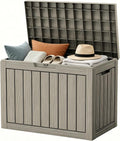 Outdoor Storage Box Resin Deck Box Waterproof Gray Brown 51 Gallon