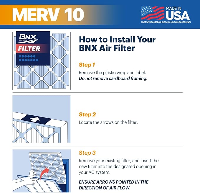 BNX TruFilter 20x25x1 MERV 10 AC Furnace Air Filter (6-Pack)