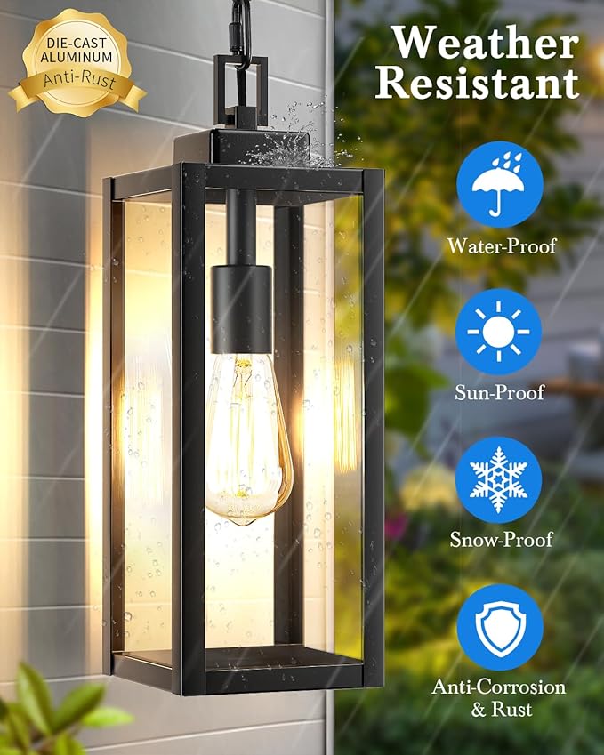 MYHXQ 15'' Large Motion Sensor Outdoor Pendant Lights, Dusk to Dawn Modern