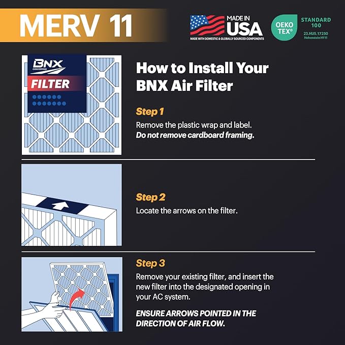 BNX TruFilter 20x30x1 Air Filter MERV 11 (4-Pack)