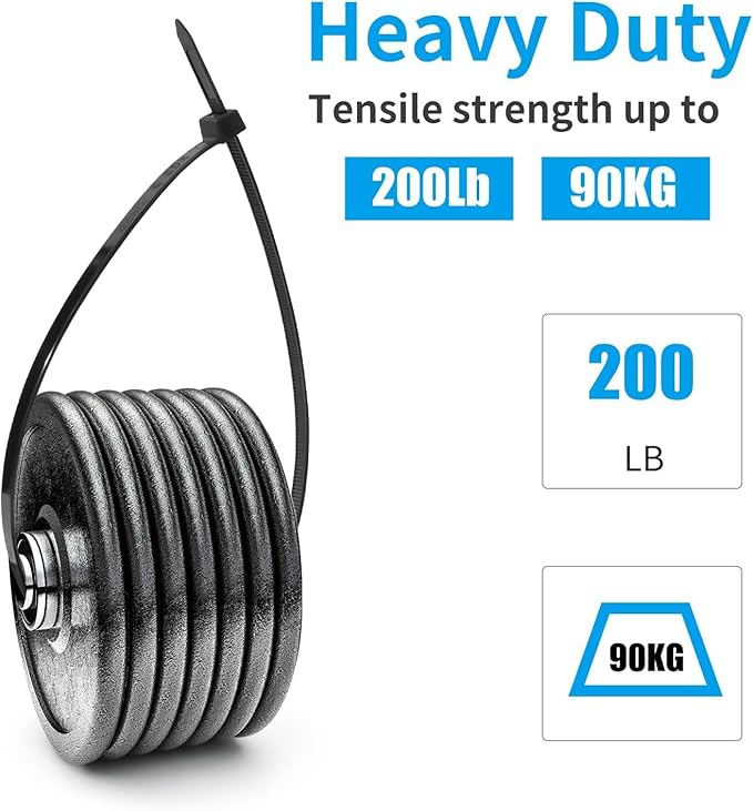 XINGO 24 Inch Black Large Zip Ties Heavy Duty 500 Pack, 200 LBS Ultra Strong