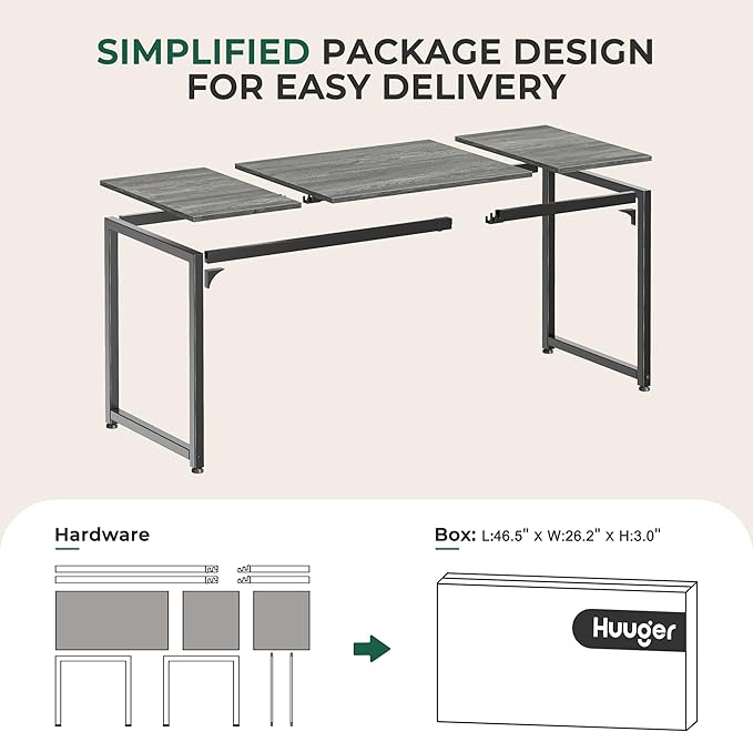 Huuger Computer Gaming Desk, 63 Inch Office Desk