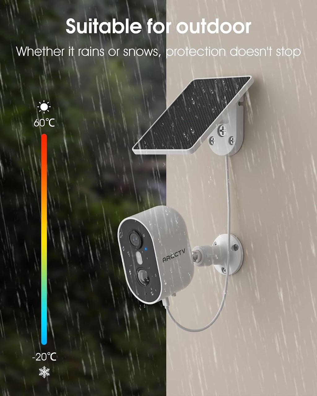 ARCCTV Solar Security Camera Wireless Outdoor 4MP Solar Powered WiFi Camera