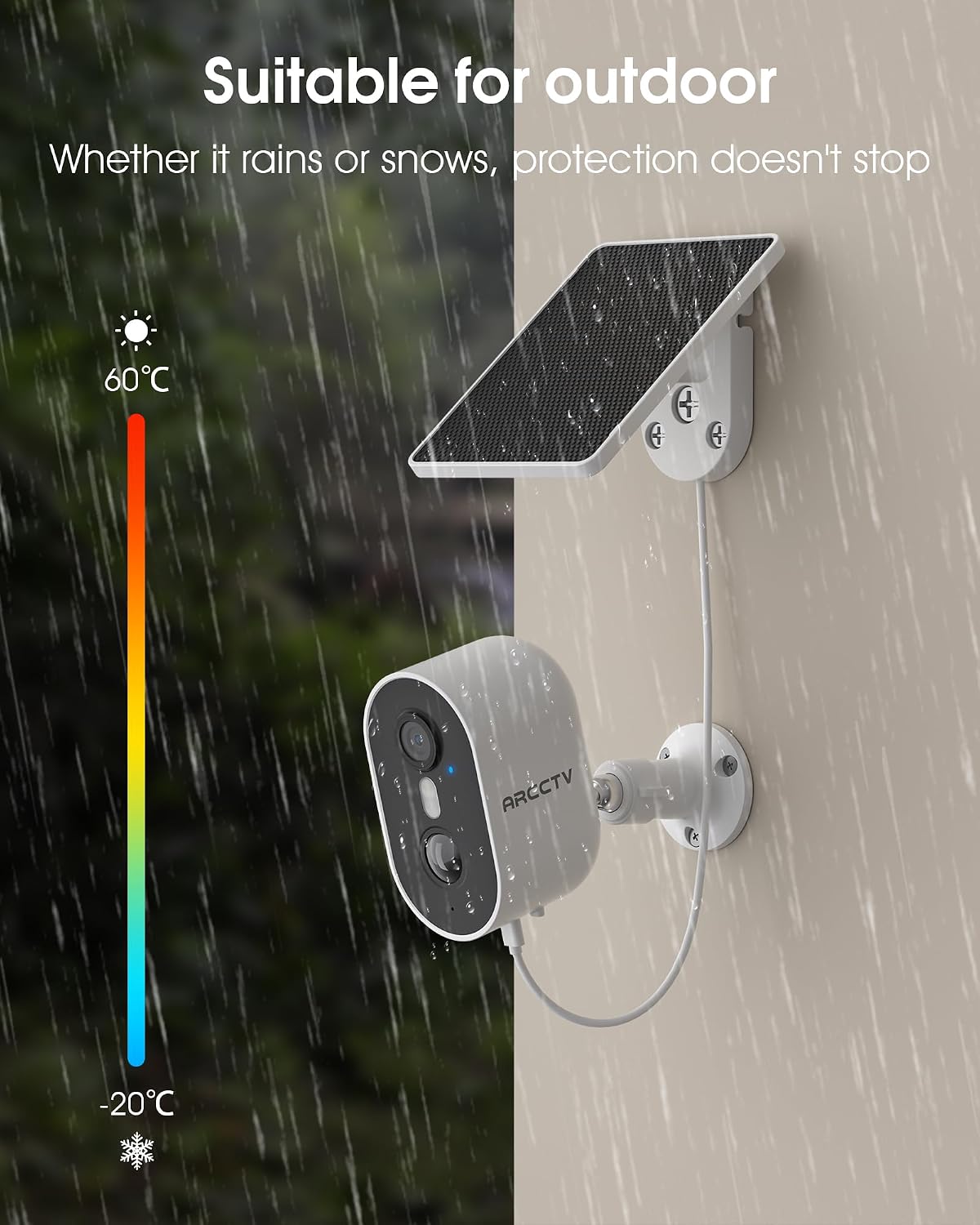 ARCCTV Solar Security Camera Wireless Outdoor 4MP Solar Powered WiFi Camera