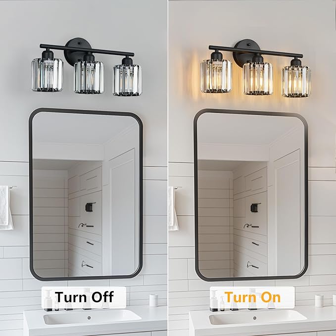 FDPBY Modern 3 Light Crystal Vanity Light, Compatible