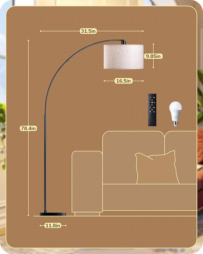 EDISHINE 78.3″ Modern Arc Floor Lamp