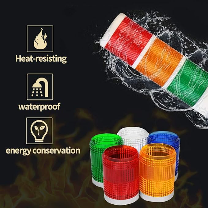 YJINGRUI 5 Stack LED Signal Tower Light, Industrial Flashing LED Warning Light