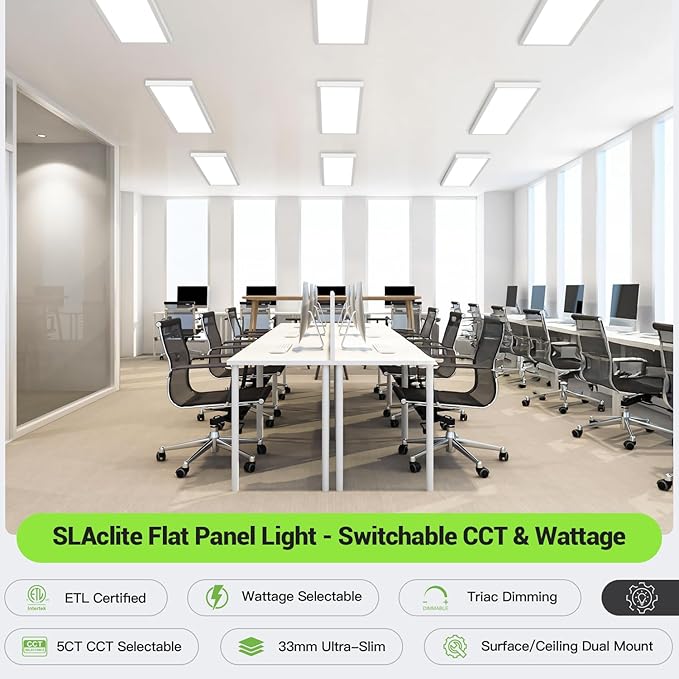 1x4 LED Flat Panel Light, Surface Mount Ceiling Light, 5CCT