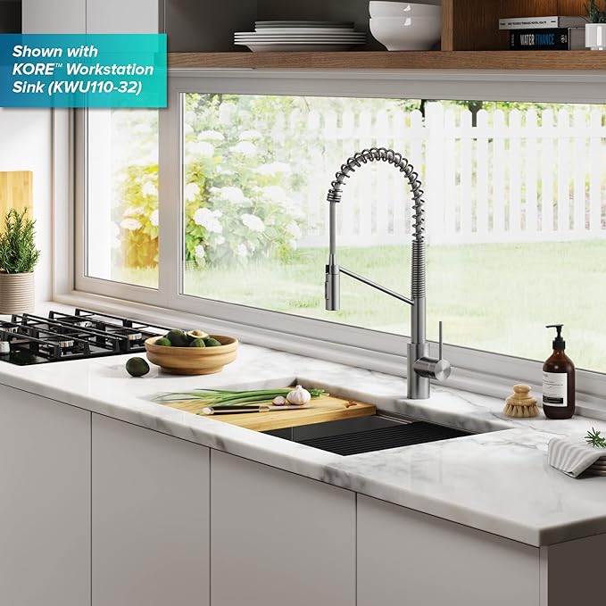 KRAUS Oletto Commercial Style Single Handle Pull Down Kitchen Faucet