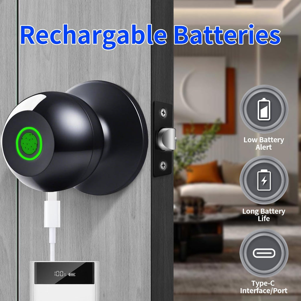 smart fingerprint door lock with app control & showing dimensions