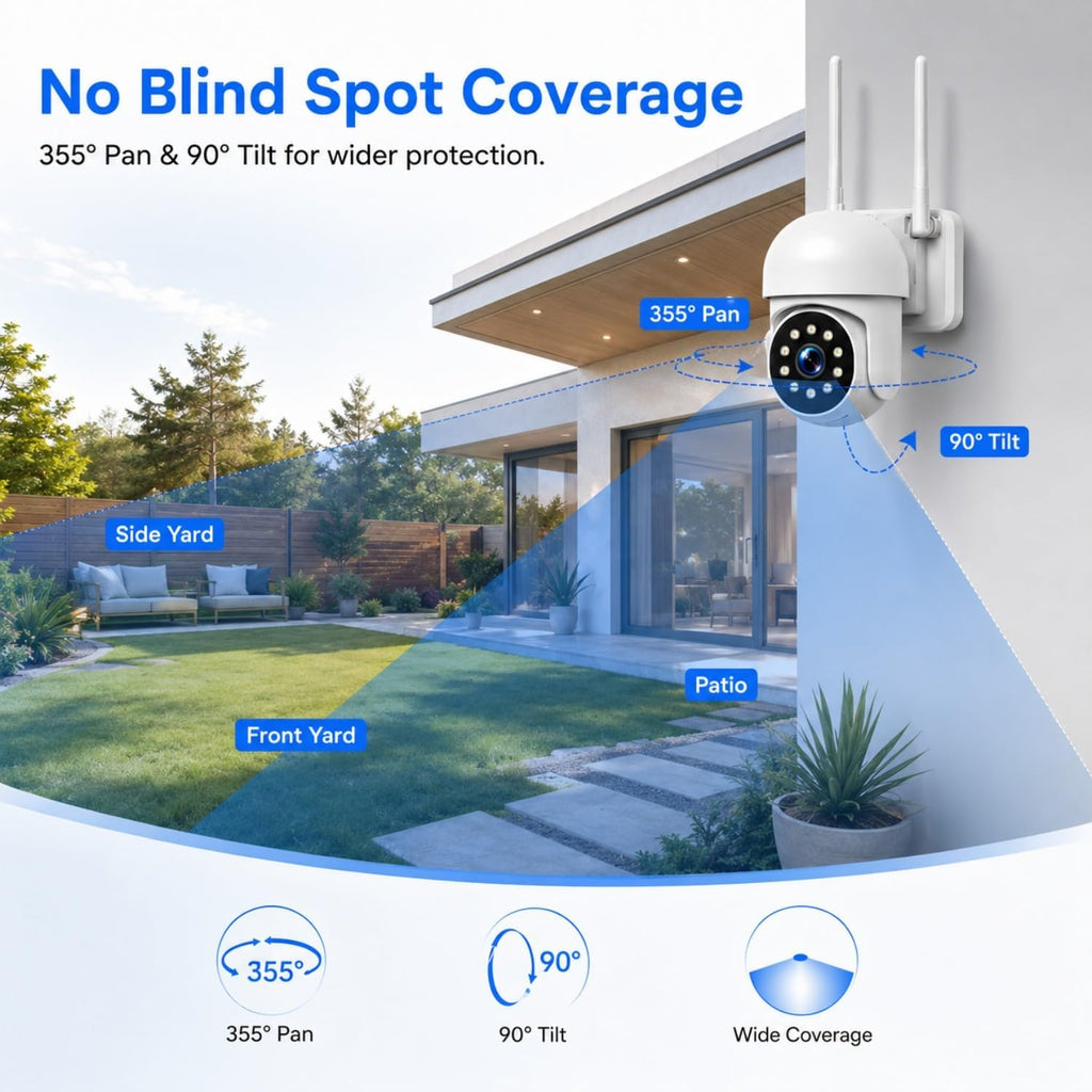 camcamp wireless security camera system with 10 inch showing dimensions