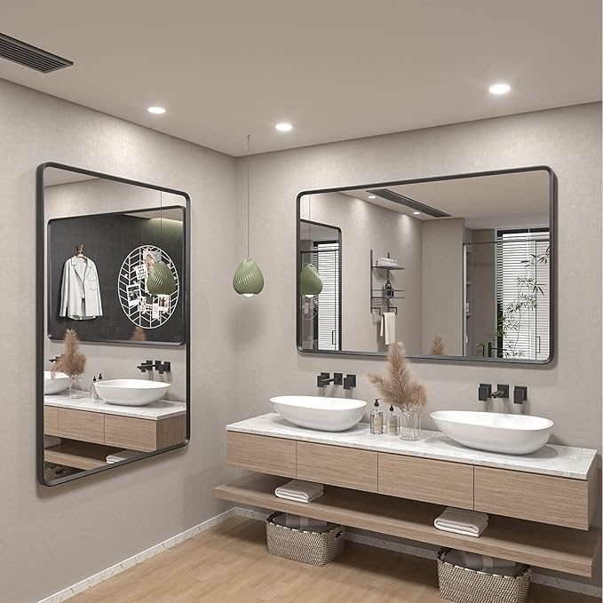 66x36 Inch Black Matte Framed Mirror