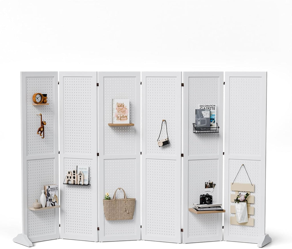 Bonnlo 4/6 Panel Pegboard Freestanding, 5 FT Portable Display Board Organizer
