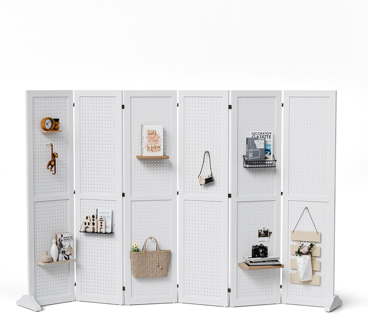 Bonnlo 4/6 Panel Pegboard Freestanding, 5 FT Portable Display Board Organizer