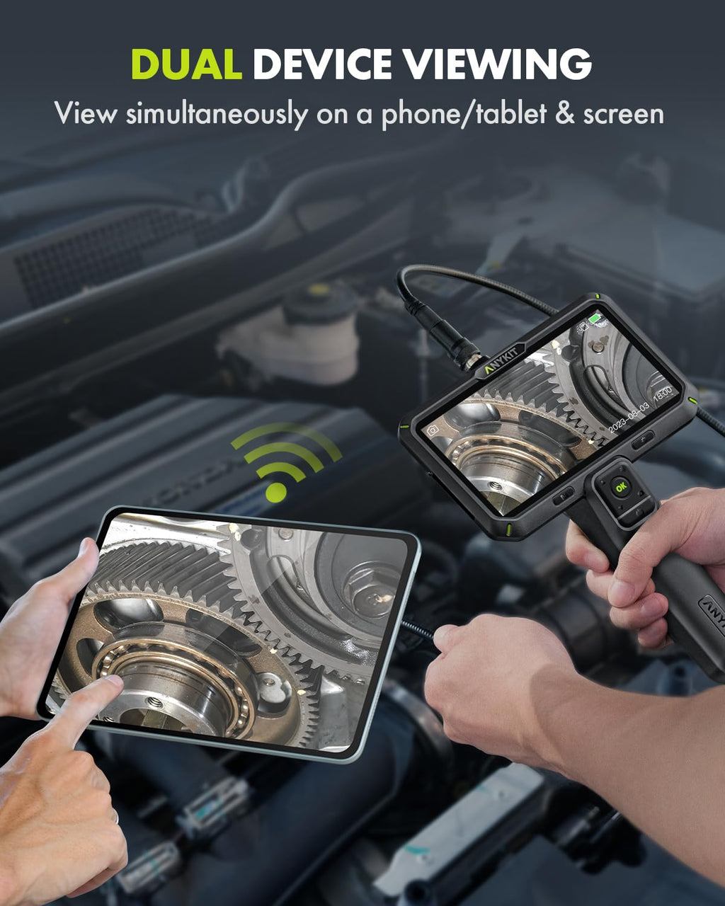 Anykit Endoscope Camera with Light, Dual Lens Endoscope 1080P