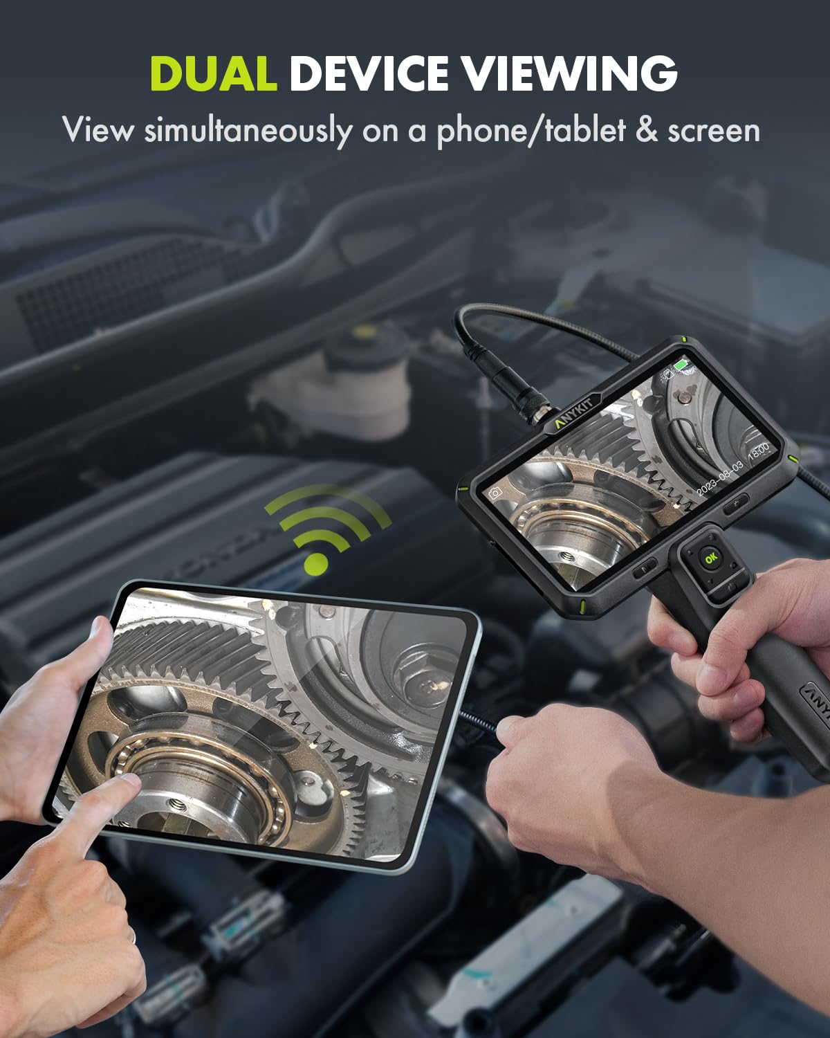 Anykit Endoscope Camera with Light, Dual Lens Endoscope 1080P
