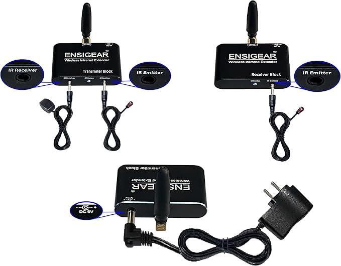ENSIGEAR Wireless IR Repeater Kit, Infrared Remote Control Extender, Infrared