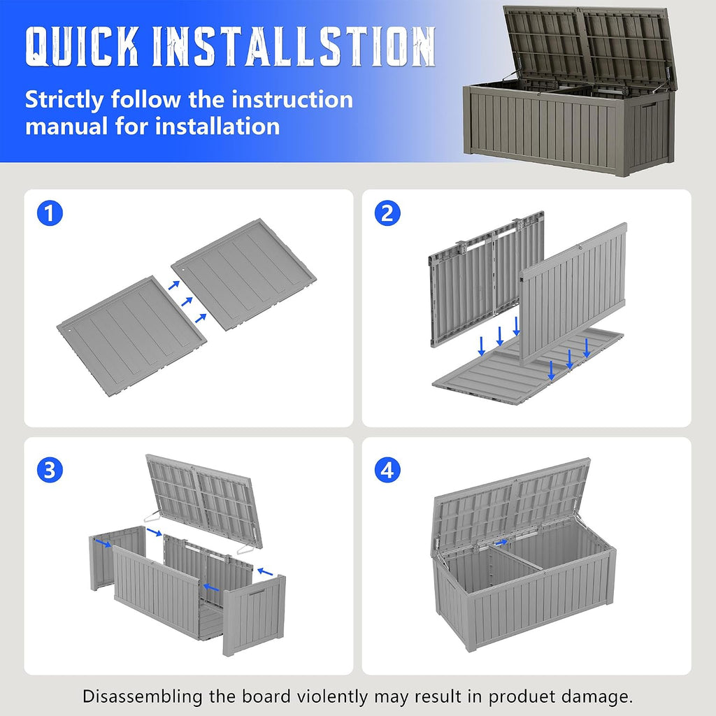 resin outdoor deck storage box waterproof (grey, 220 showing dimensions