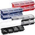 Hushee 6 Pcs Screw Organizer Box with Lid 4 Compartments, Blue,Red,Black