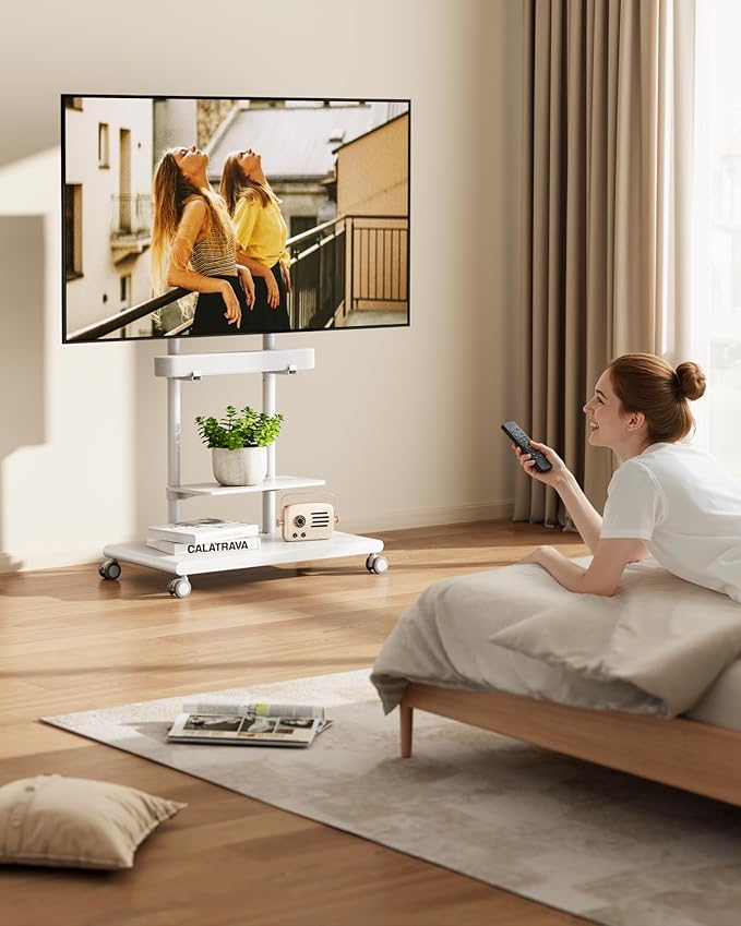 ECOTINY Steel Base Rolling TV Stand