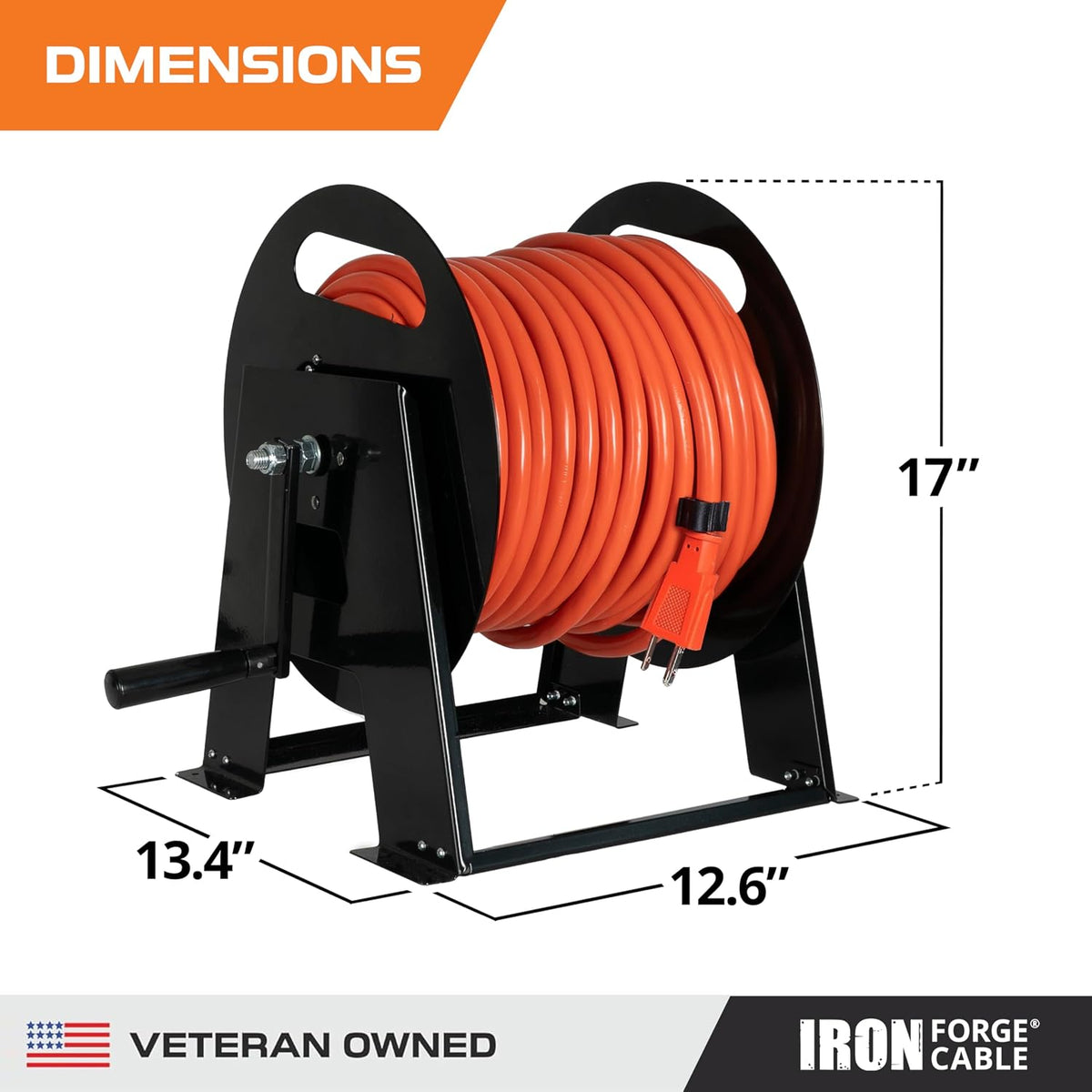 Iron Forge Cable RV Power Cord Reel, Holds 50 Ft - 50 Amp | Heavy Duty RV Cord Storage Reel - For 50 Amp RV Power Cords Up to 50 Ft