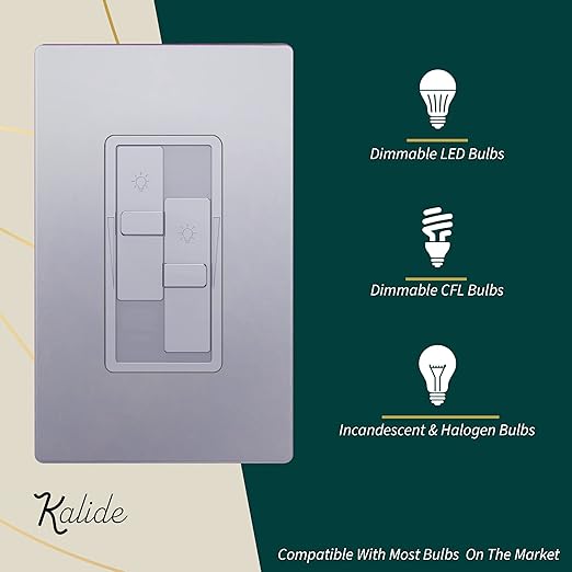 TOPGREENER Elite Series Kalide Dual Load Dimmer Light Switch, Double LED Dimmer