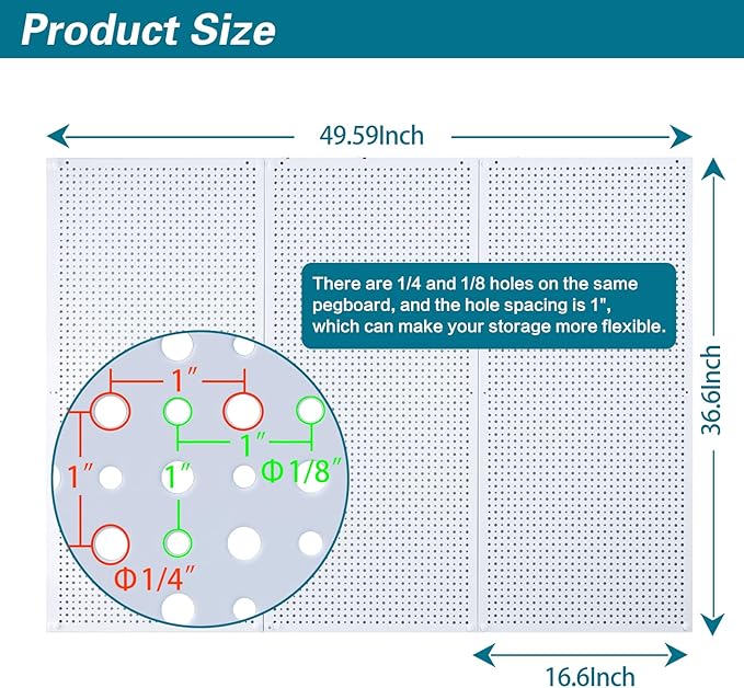 Daanxw Pegboard Rack Garage Storage Steel Horizontal PegBoard Pack, Steel (3 Pack)
