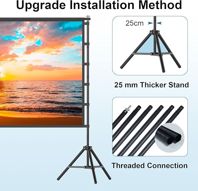 Outdoor Projector Screen with Stand, TOWOND 120 inch Portable Movie Screen
