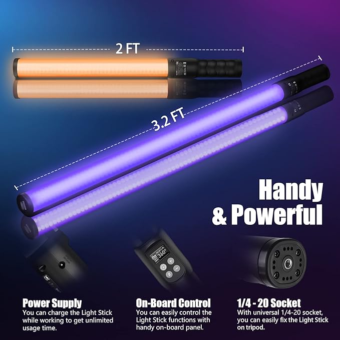 Mettlelite LS400P RGB Pixel LED Light Stick, Handheld Full Color RGBWW