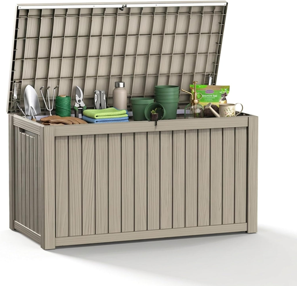 DRATO 200 Gallon Outdoor Storage Box Waterproof, Lockable Outdoor Deck Box