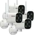 EVERSECU 2K WiFi PTZ Bullet Camera, Outdoor/Indoor, Pan/tilt, 2-Way Audio, Night Vision, Motion Detection Auto Tracking, Waterproof, Remote Access, RTSP Stream, Compatible with Alexa(4pack)