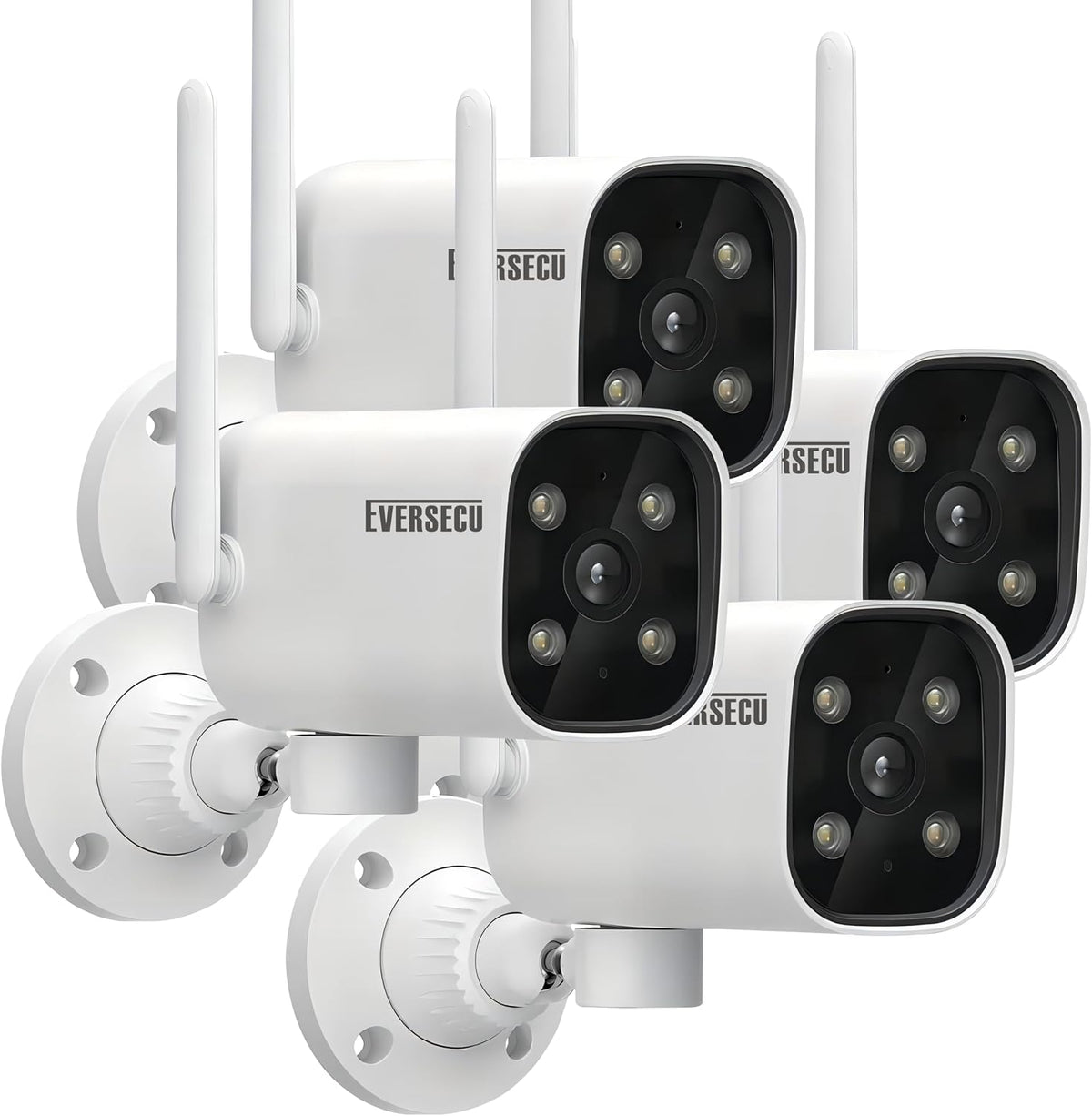 EVERSECU 2K WiFi PTZ Bullet Camera, Outdoor/Indoor, Pan/tilt, 2-Way Audio, Night Vision, Motion Detection Auto Tracking, Waterproof, Remote Access, RTSP Stream, Compatible with Alexa(4pack)