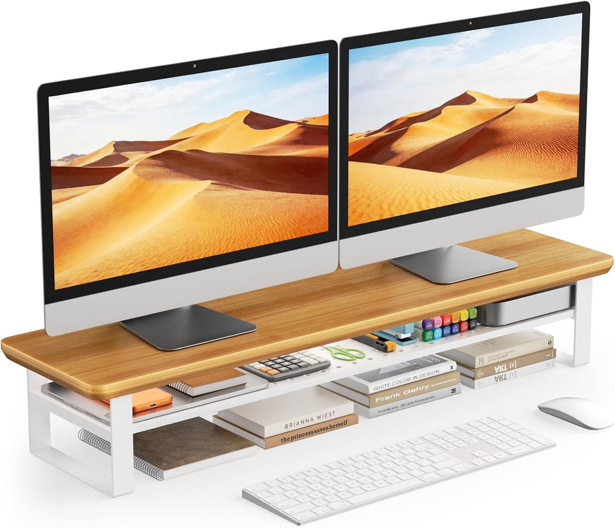 NestNeat Dual Monitor Stand, 35.4 Inch Monitor Stand Riser
