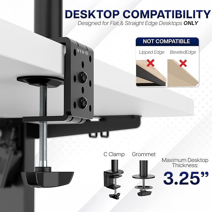 VIVO Dual Ultrawide Monitor Desk Mount, Heavy Duty Fully Adjustable Steel Stand