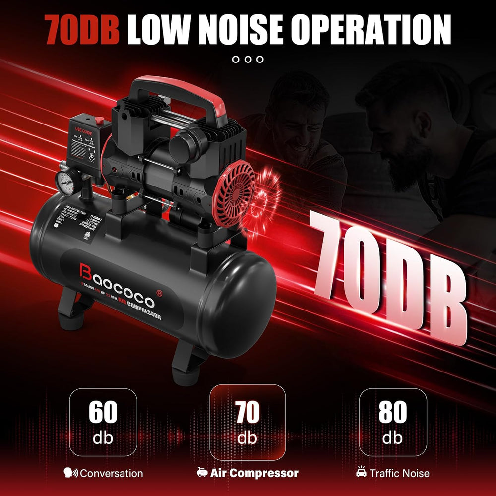 Portable Air Compressor with 3 Gallon Steel Tank 1.15 HP 2.2 CFM @ 90 PSI