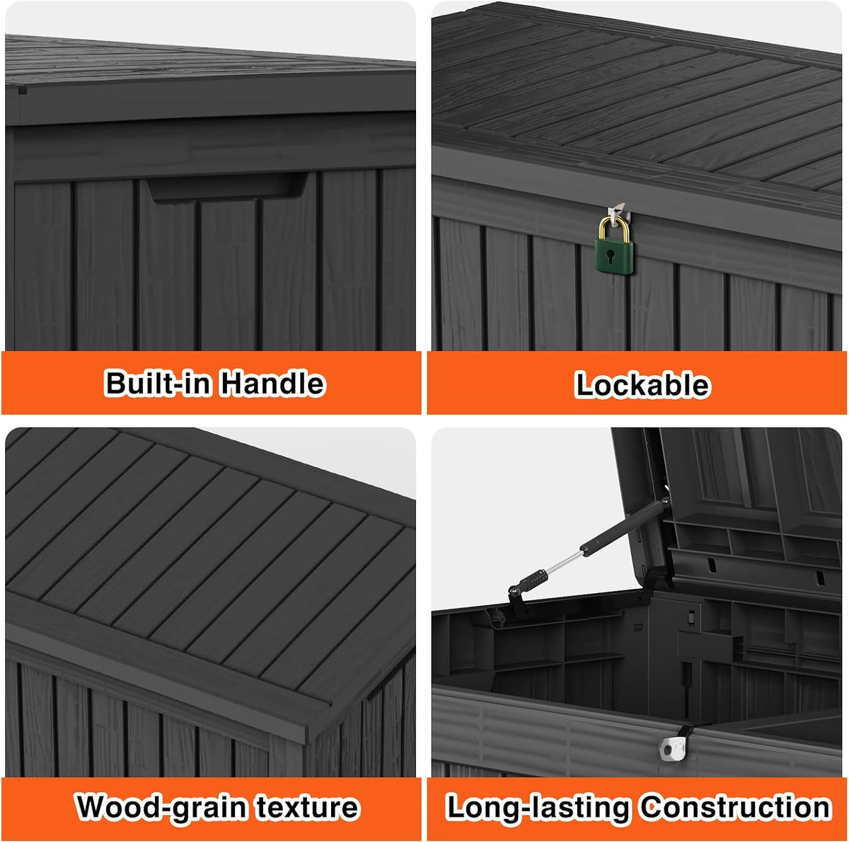 easyup 180 gal deck box waterproof outdoor storage showing dimensions