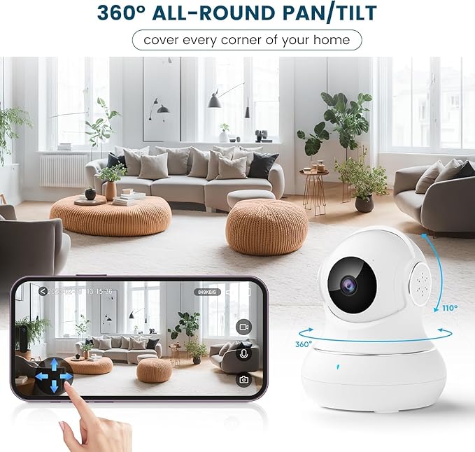 litokam 360 Cameras for Home Security 2K, 2 Pack Indoor Security Camera for