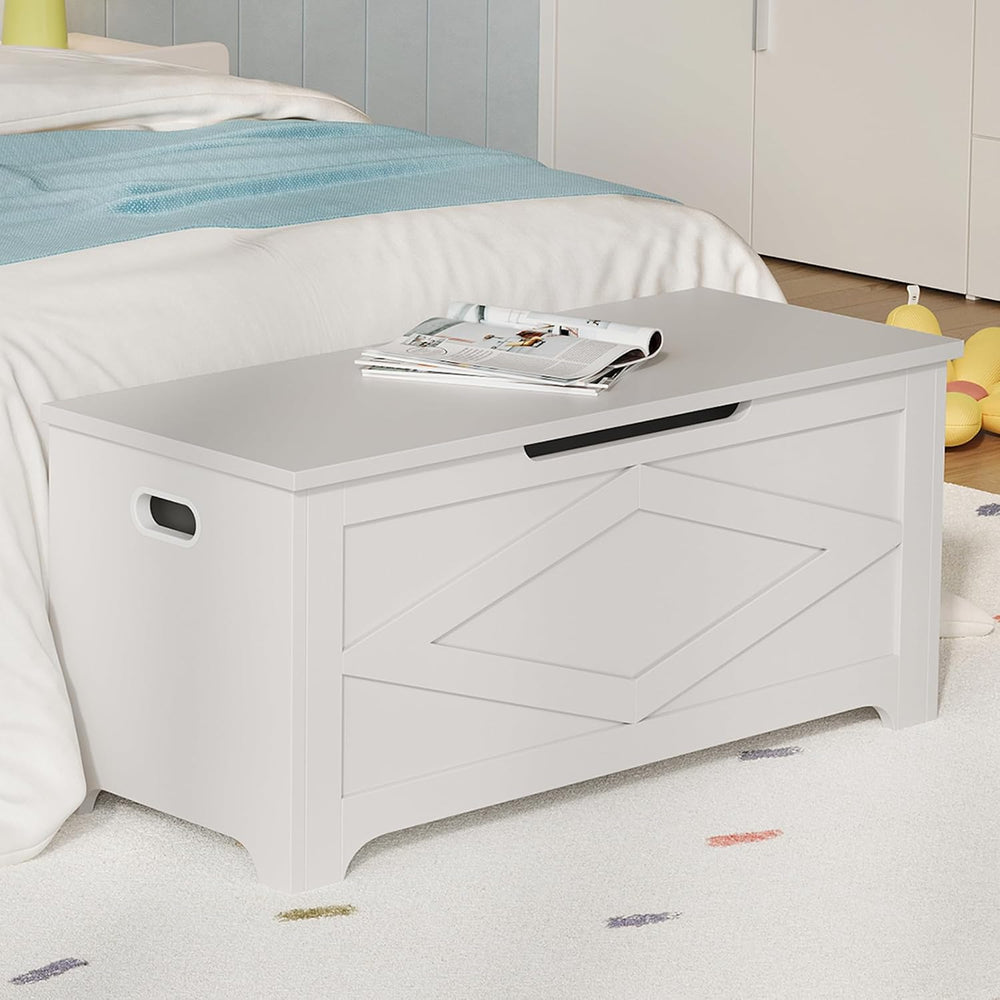 GarveeHome 39.4 in Storage Chest, Wooden Storage Bench with Safety Hinges, Ea...