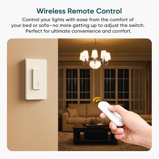 TREATLIFE Dimmer Switch with Magnetic Remote, Wireless Light Switch, Single