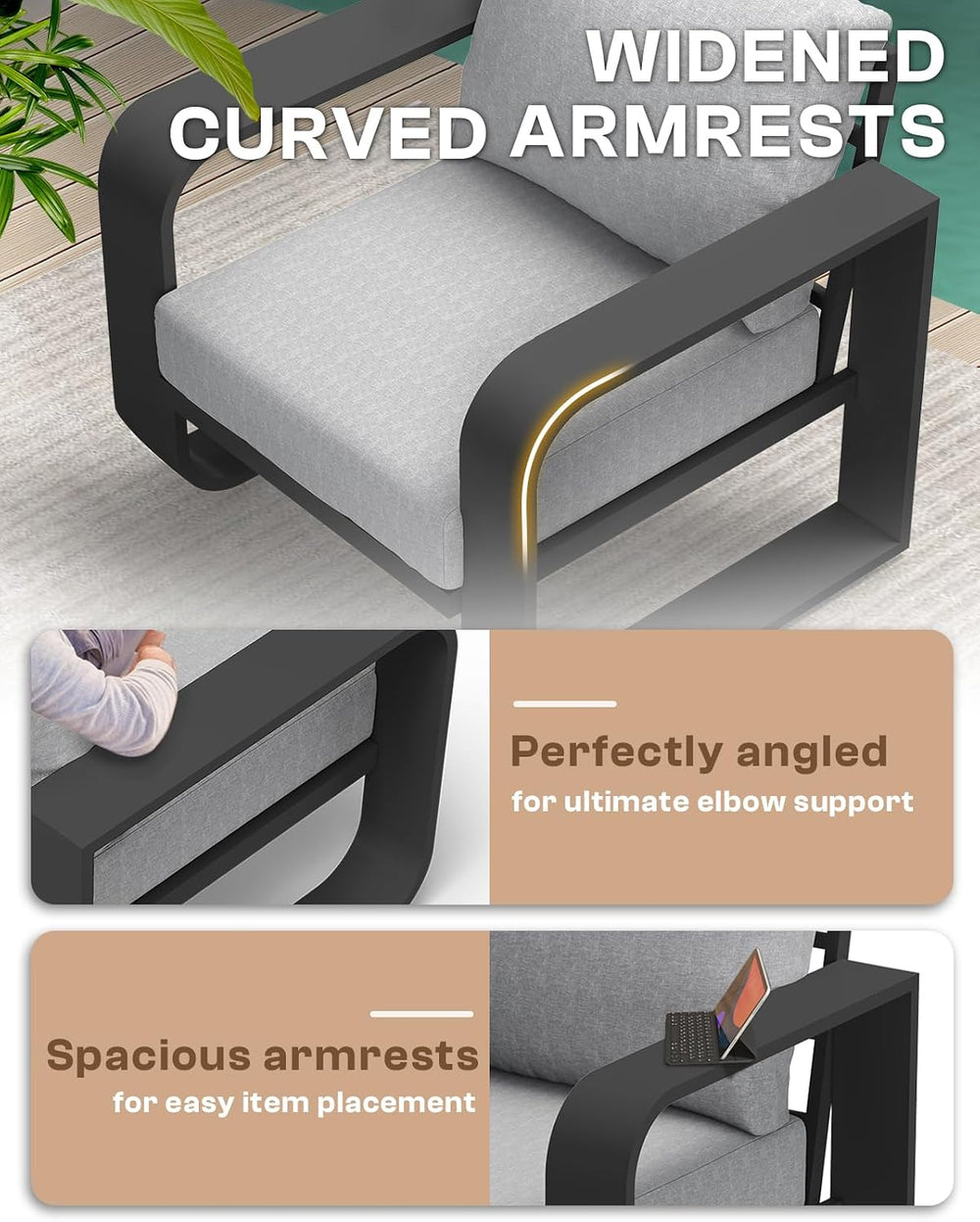 Oversized Aluminum Outdoor Furniture Set, Extra Large Patio Furniture Sofa Se...