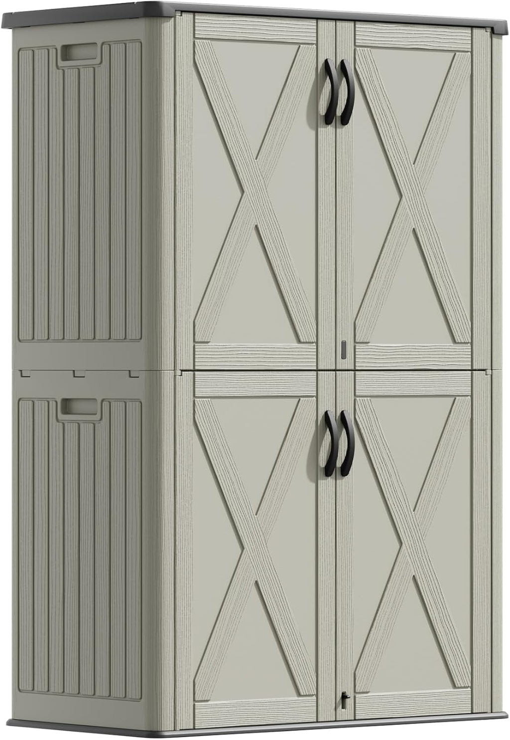 Devoko 50 Cu Ft Plastic Outdoor Storage Cabinet, Beige