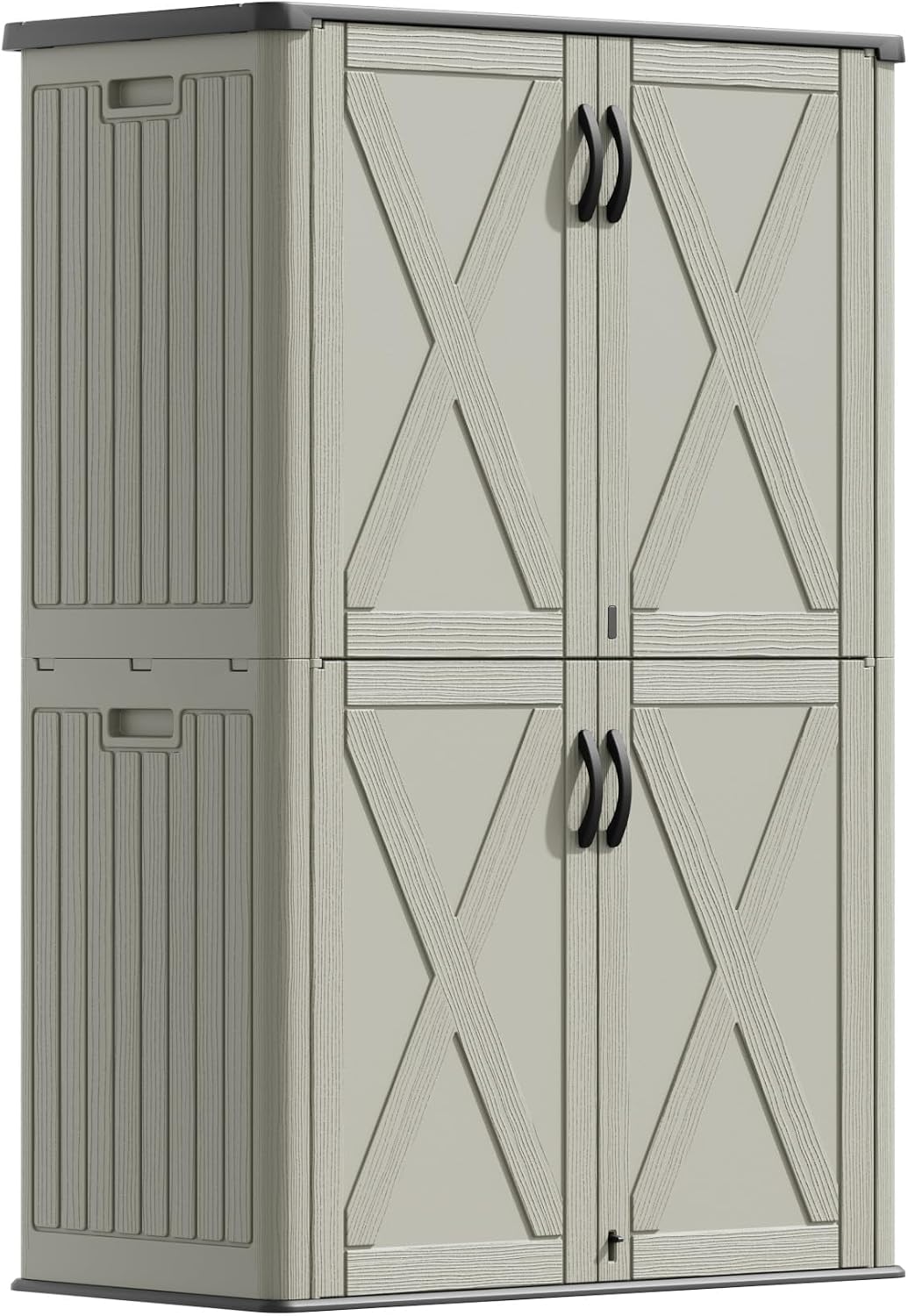 Devoko 50 Cu Ft Plastic Outdoor Storage Cabinet, Beige