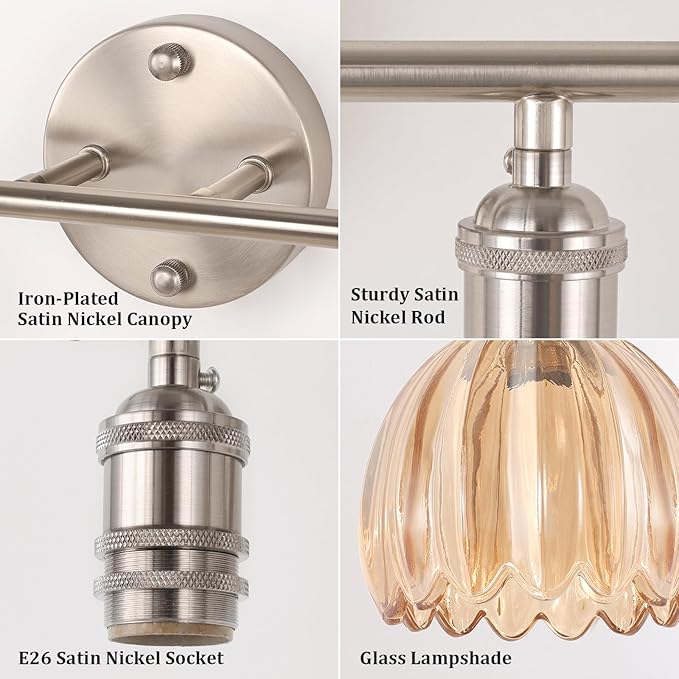 Shenmoyl Bathroom Light Fixtures, 2-Light Vanity Wall Light Over Mirror