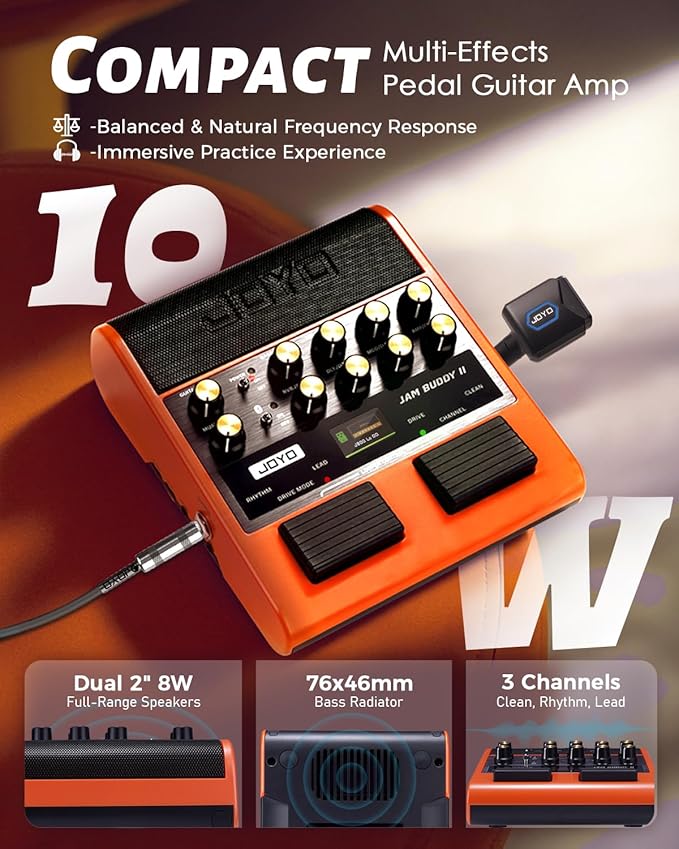 JOYO 10W Portable Guitar Practice Amp & Multi-Effects Pedal Combo Amplifier