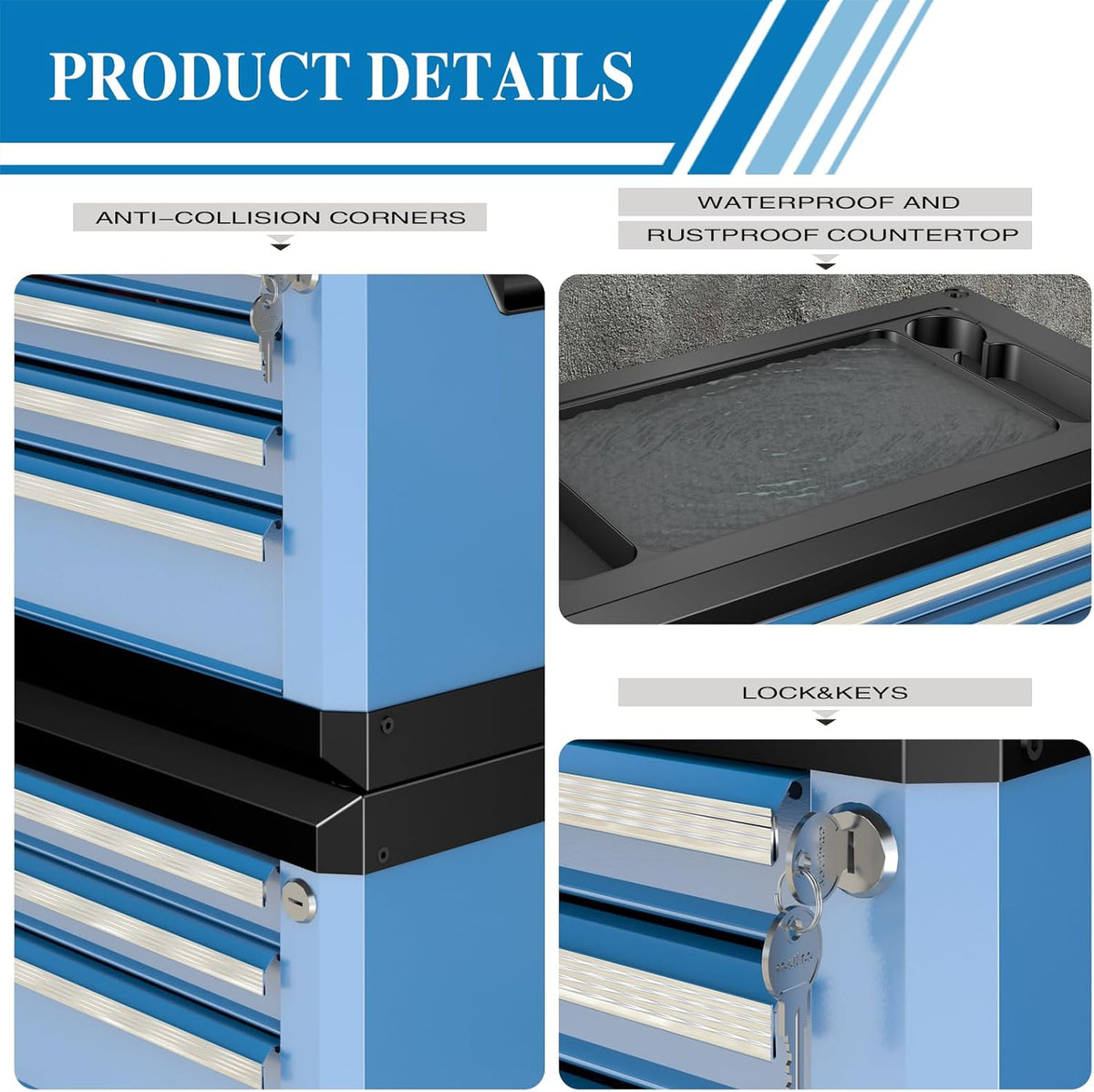 larbanke portable 4-drawer tool chest with lock &, side view