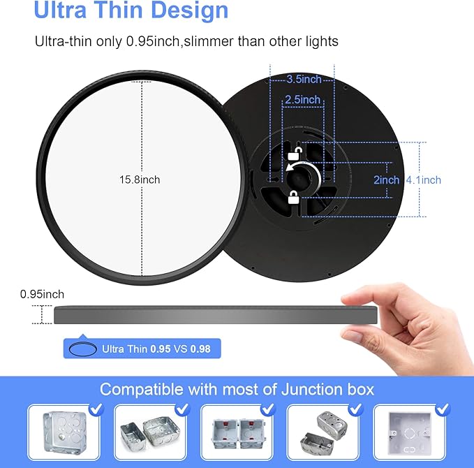 hunhun 6 Pack 16 Inch Dimmable LED Flush Mount Ceiling Light 4800LM Round Light