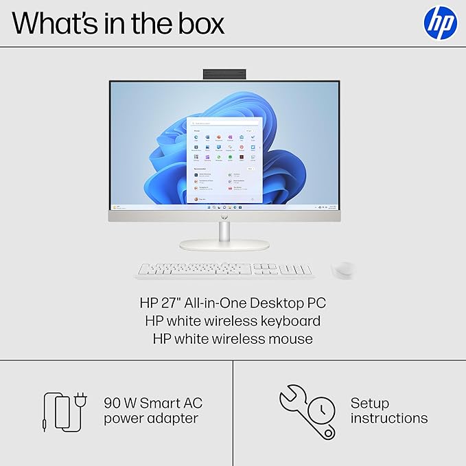 HP 27" FHD Touchscreen All-in-One Desktop Computer, 16GB DDR5 RAM 512GB SSD