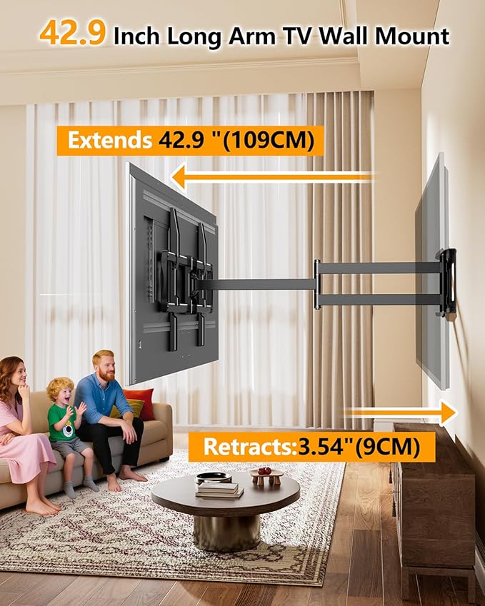 FORGING MOUNT 43–110 inch Long Arm Full Motion TV Wall Mount Holds 176 lbs