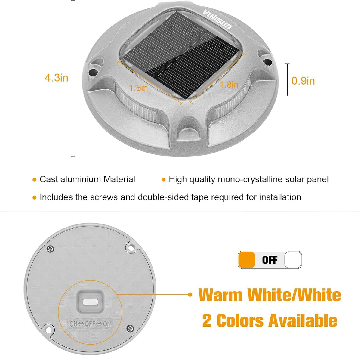 volisun solar driveway marker lights dock marine led, package contents