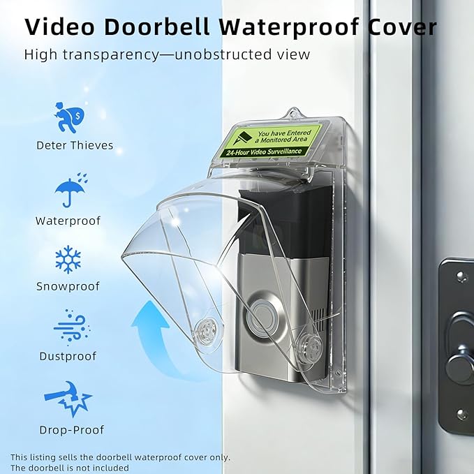 Dgyezhao Clear Outdoor Plastic Flip Doorbell Rain Cover, Camera Cover protector